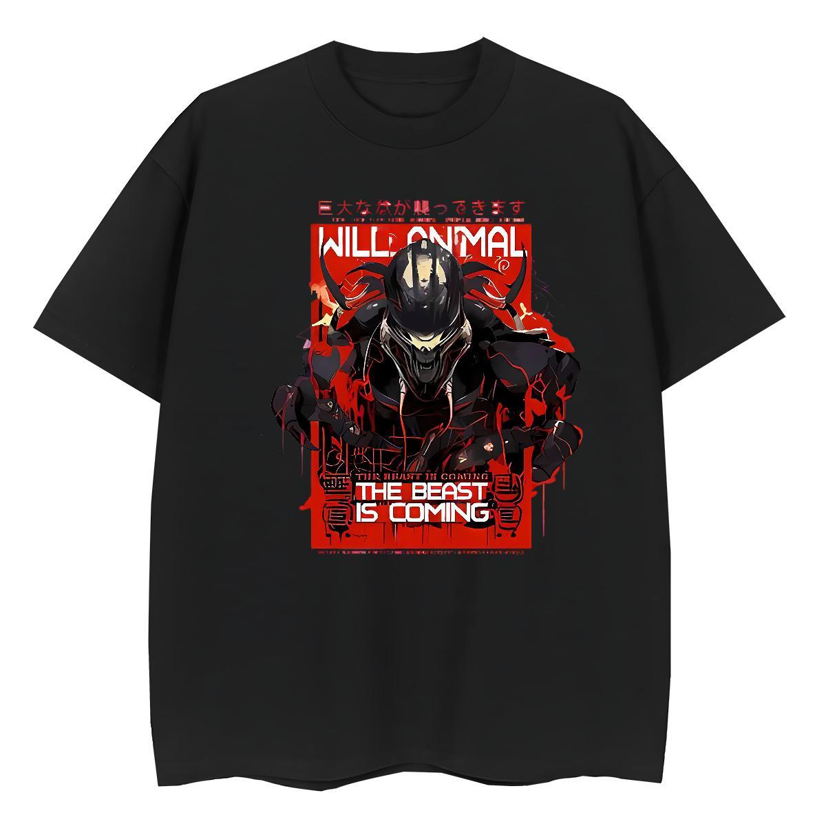 Comfortable Tshirt for Man Woman 230g Pure Cotton Anime characters High Street Hip Hop T Shirt For Woman Breathable Black White Clothes