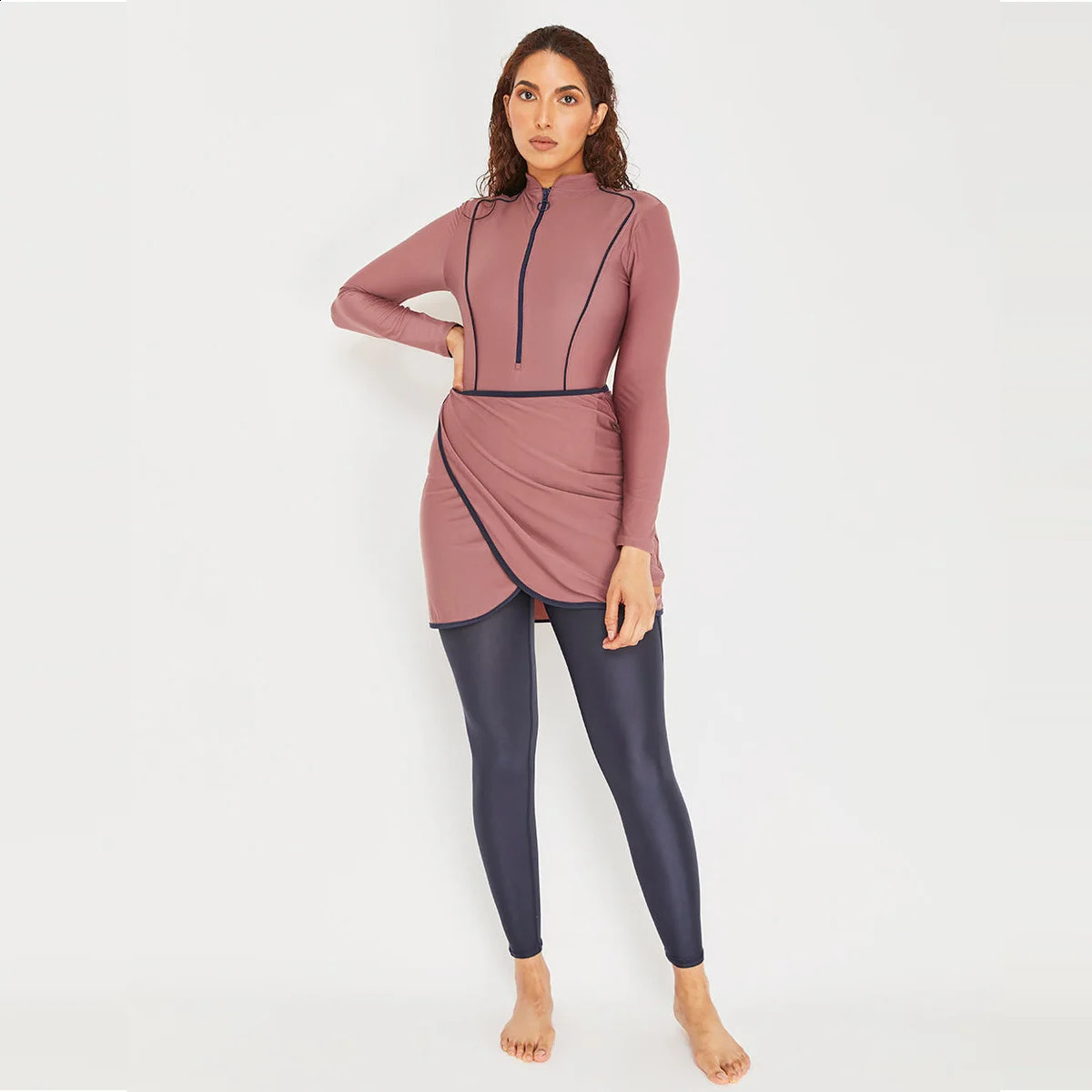 Muslim Swimwear Women Modest Patchwork Hijab Long Sleeves Sport Swimsuit 3pcs Islamic Burkinis Wear Bathing Suit 4XL 240823