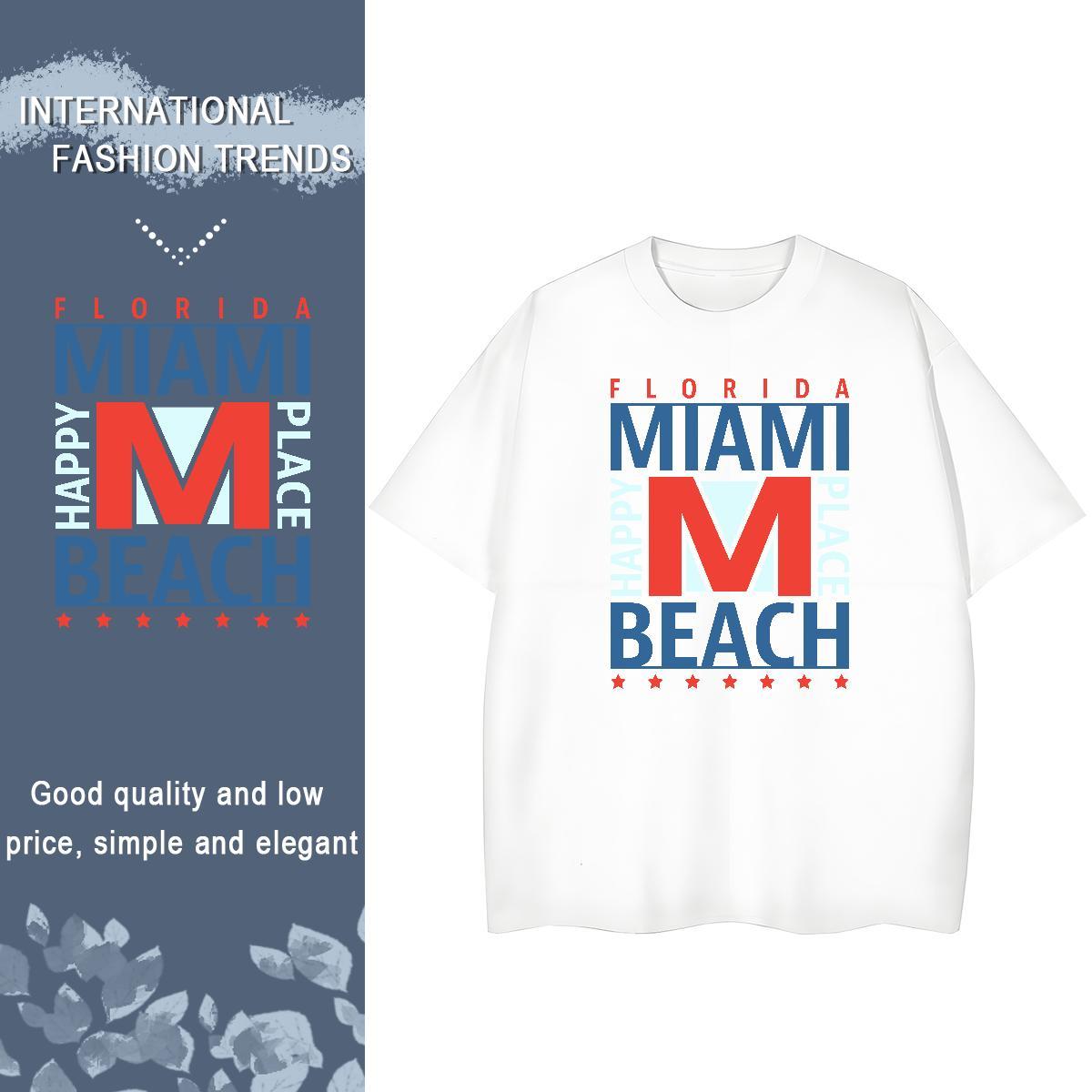 Wholesale Women Tshirts 100% Cotton 230g letter Casual Beach T shirt Crew Neck Skull Clothes