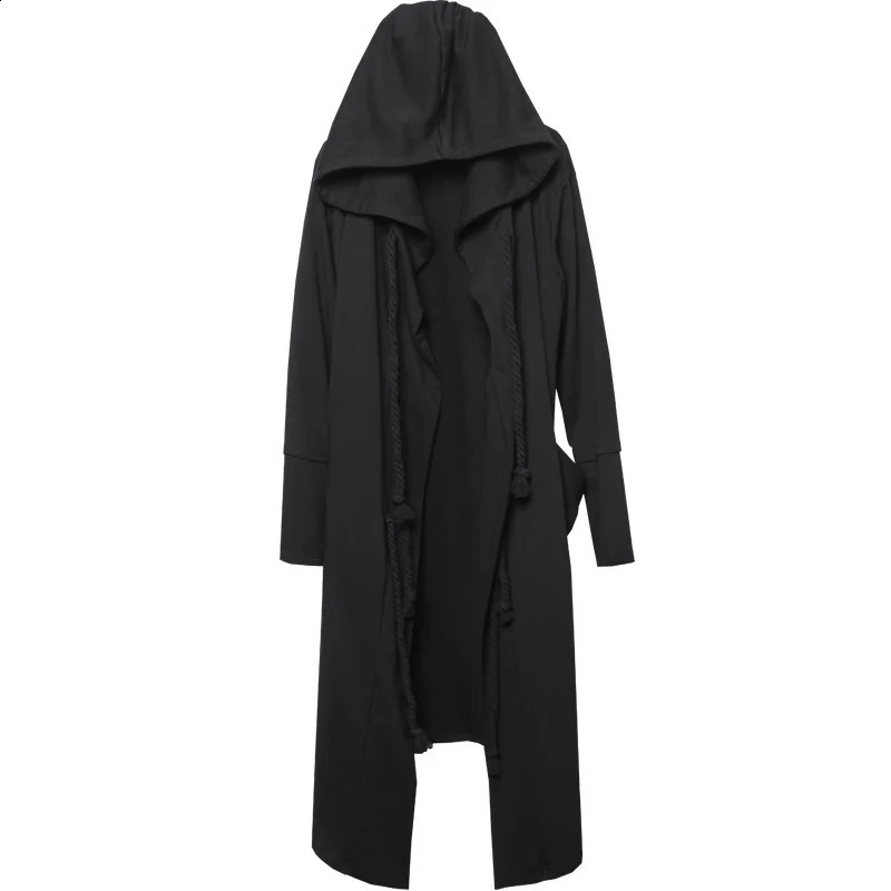 HKSH Mens Spring Autumn Darkwear Warrior Large Size Windbreaker Gothic Chic Trench Coat Punk Cloak Hooded Wizard HK0195 240822
