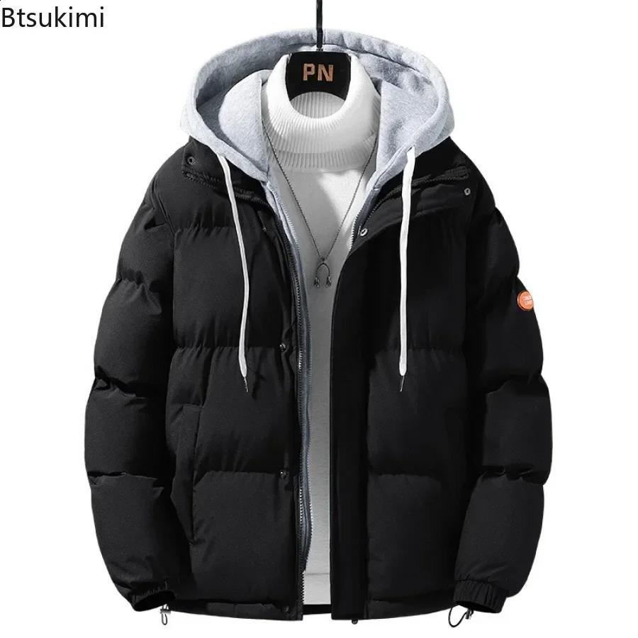 mens casual thick wool warm hooded Parkas jacket autumn waterproof pocket Parka 240822