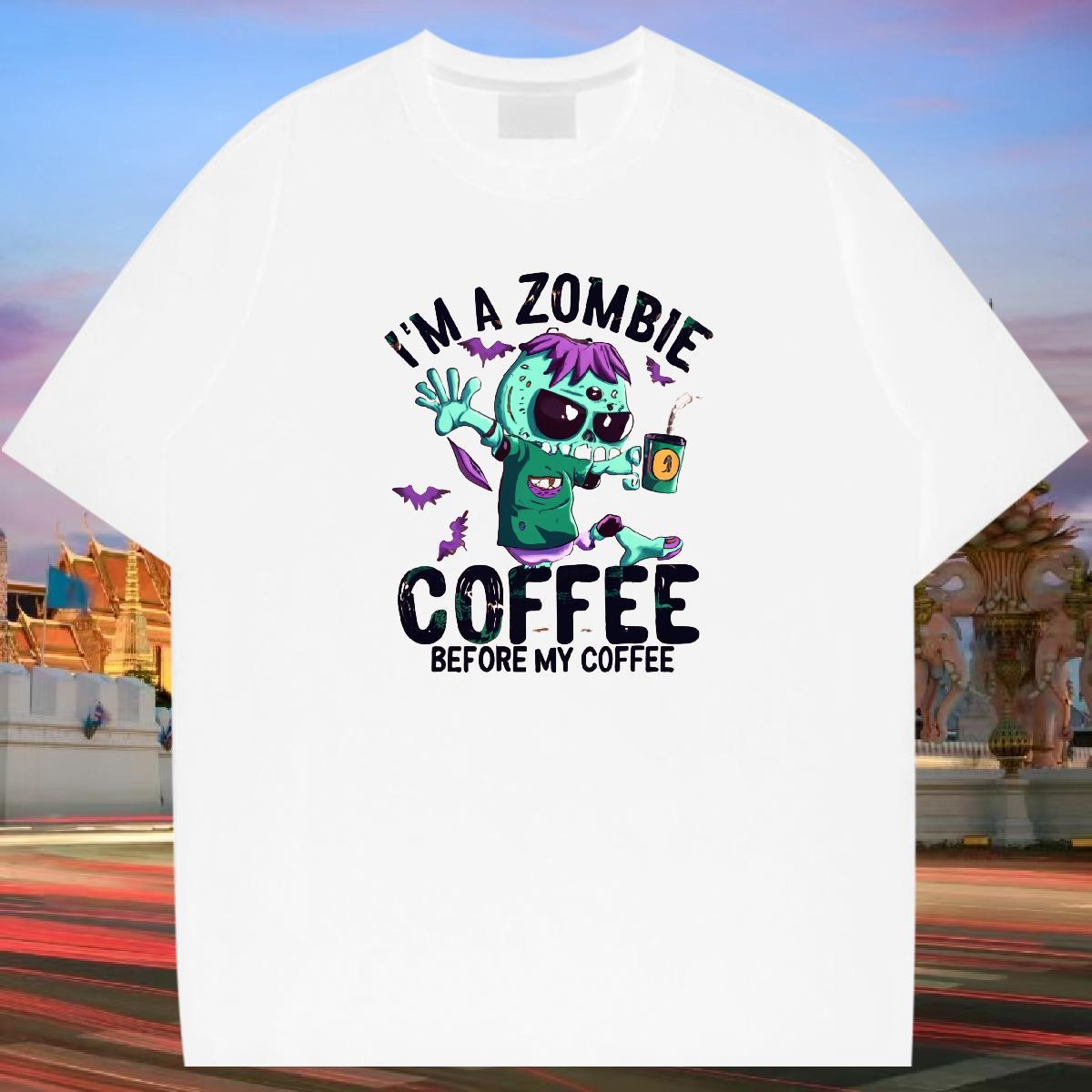 Cool T Shirts Men 230g Pure Cotton skull Home Outdoor Black White Short Sleeve O-Neck Men Tshirts DIY Customized Wear