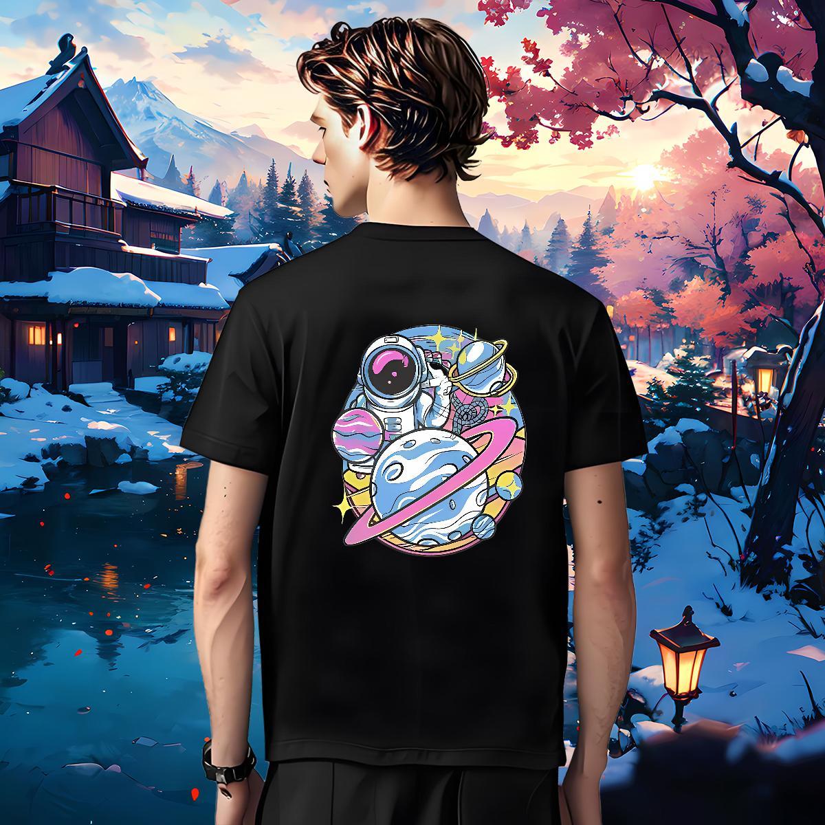 Wholesale T-Shirts for Men 230g 100% Cotton spaceman Beach White Plus Size Breathable Men Tshirts 2024 Designer Wear