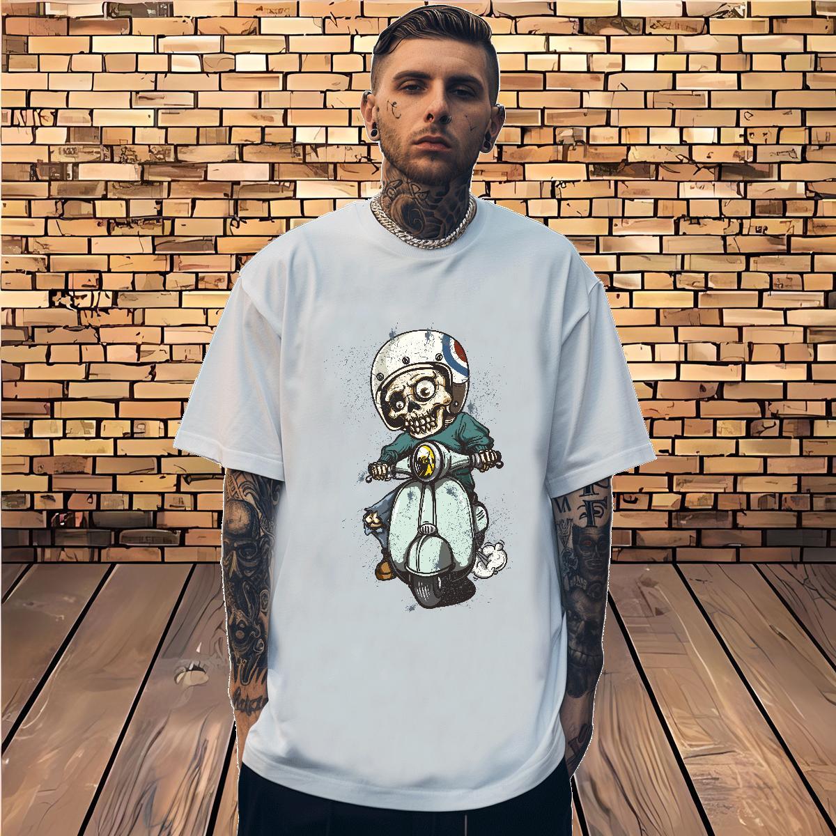 Comfortable Man T Shirts 230g Pure Cotton skull Anime Printing Street Floral Print Breathable Soft Mens Tshirts Designer Fashion Tops