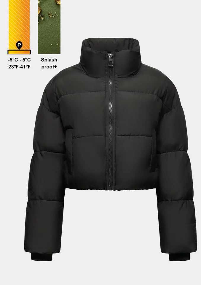 Womens Winter Puffer Jacket Stand-up Collar Cropped Quilted Jacket Splashproof Water Repellent Windproof Stain-resistant CL240822
