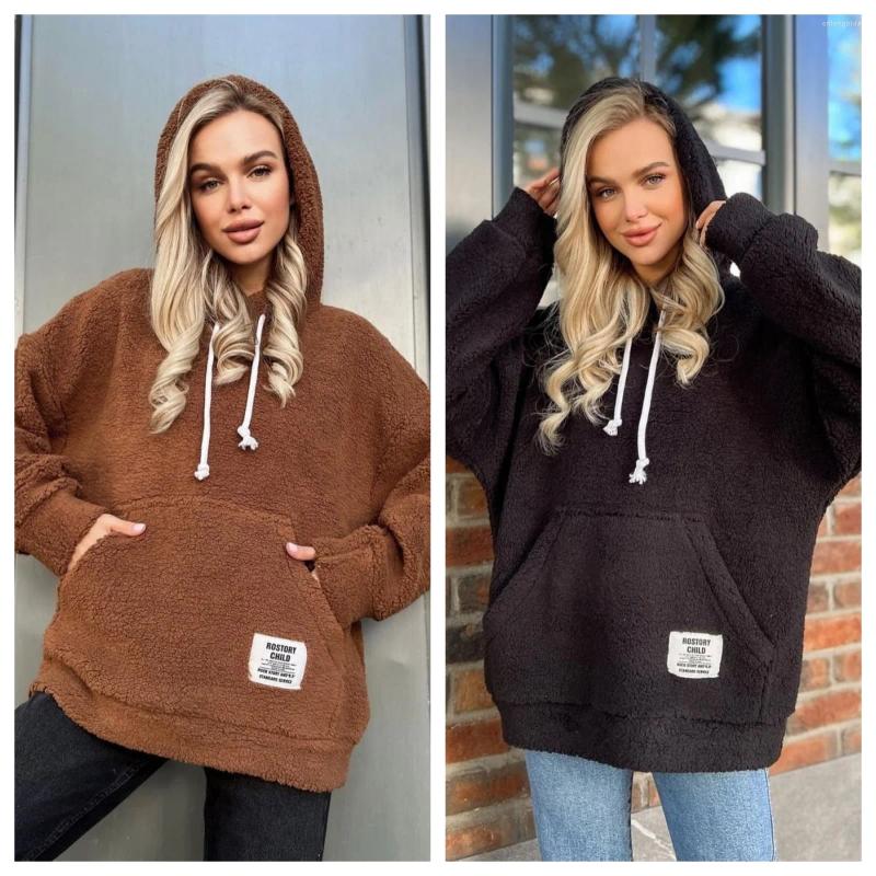 Women's Hoodies Fleece Women Sherpa Sweater Teddy Pullover Half Zipper Lambswool Tops Female Warm Coat Sweaters White Brown