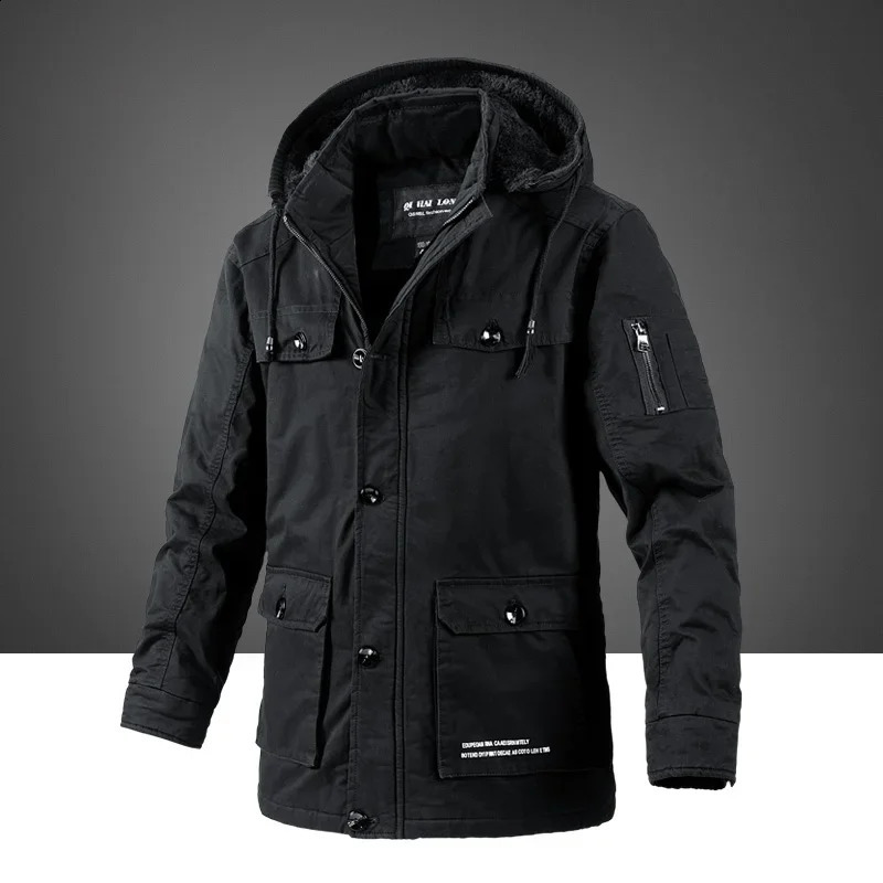 Winter goods Parkas mens warm thick jacket fashionable casual winter hooded wool windproof 240822