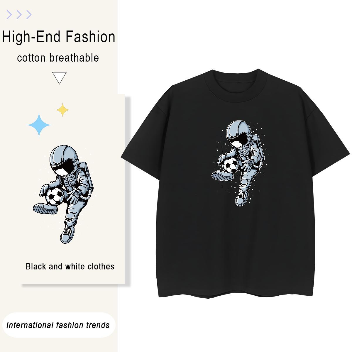 Designer Woman Tshirt 230g 100% Cotton cosmonaut Casual T Shirt For Woman Crew Neck Breathable Cartoon Printing L-4XL Clothes