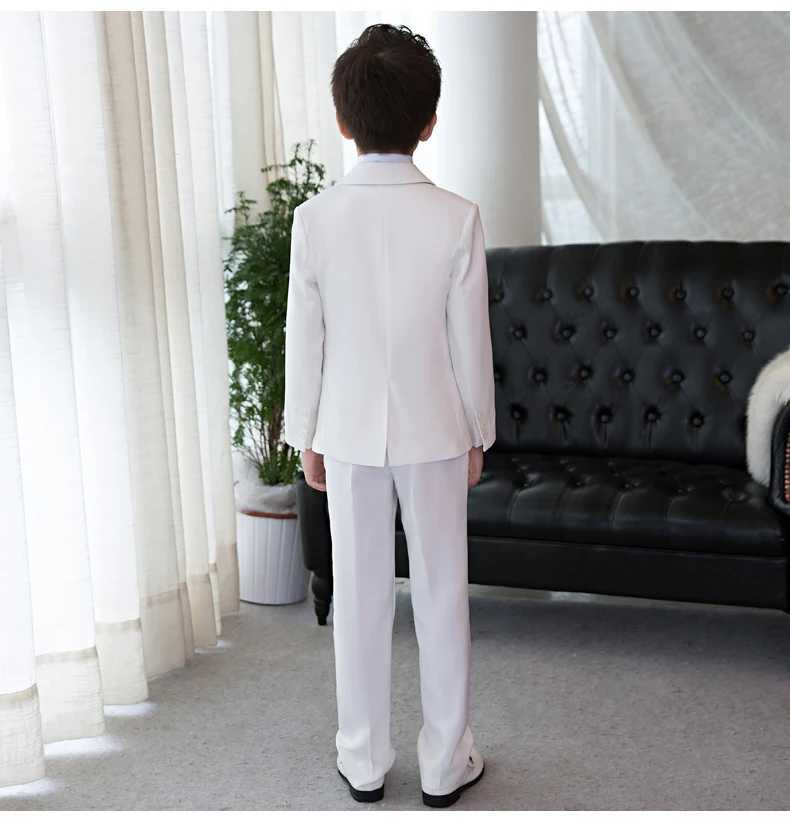 Childrens White Baptist Party Dress Childrens Jacket Vest Pants Tie Ceremony Photography Set Flower Boy Piano Performance Costume W240823