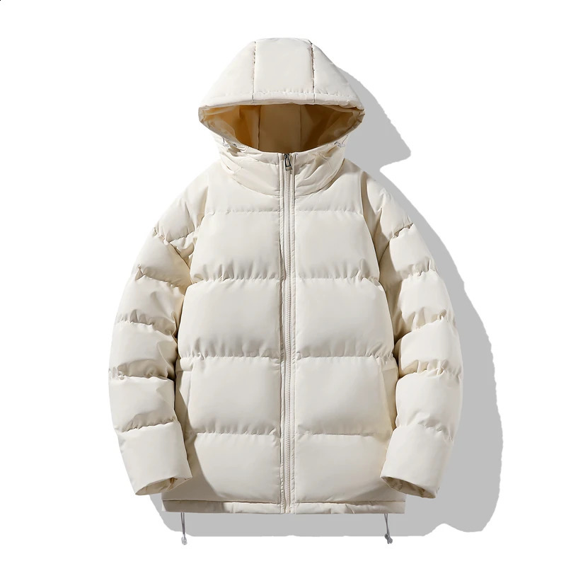 Neutral Winter Jacket Mens Warm Parkas Thick Coat Stand up Collar Solid Color Casual Parka Fashion Street Wear 240822