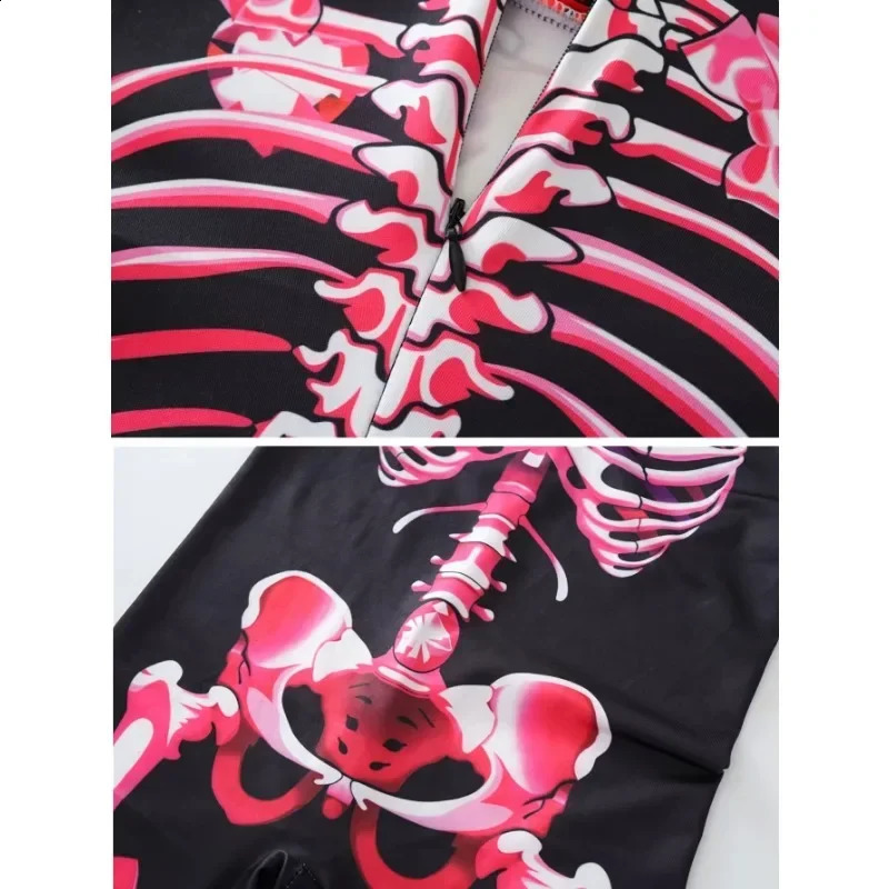 Female skeleton rose costume girl ghost bride theme party printed jumpsuit Halloween horror 240823