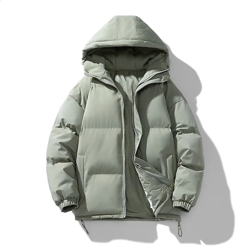 mens warm jacket cotton apron casual sports autumn and winter hooded thick parkour youth trend 240822