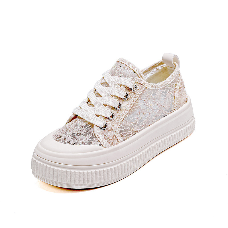 Ddmysports Mesh Breathable White For Women Summer New Student Thick Versatile Soft Sole Casual Sports Board Shoes OUTDOOR