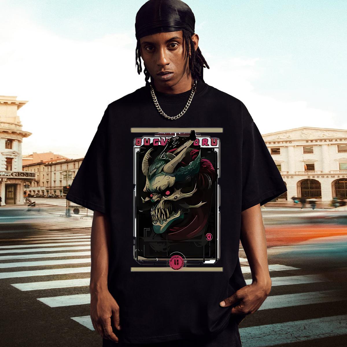 Soft Mens T Shirts 230g 100% Cotton skull Hip Hop DIY Anime O Neck Short Sleeves Men Clothes T-Shirt Fashion Designer Tops Tees