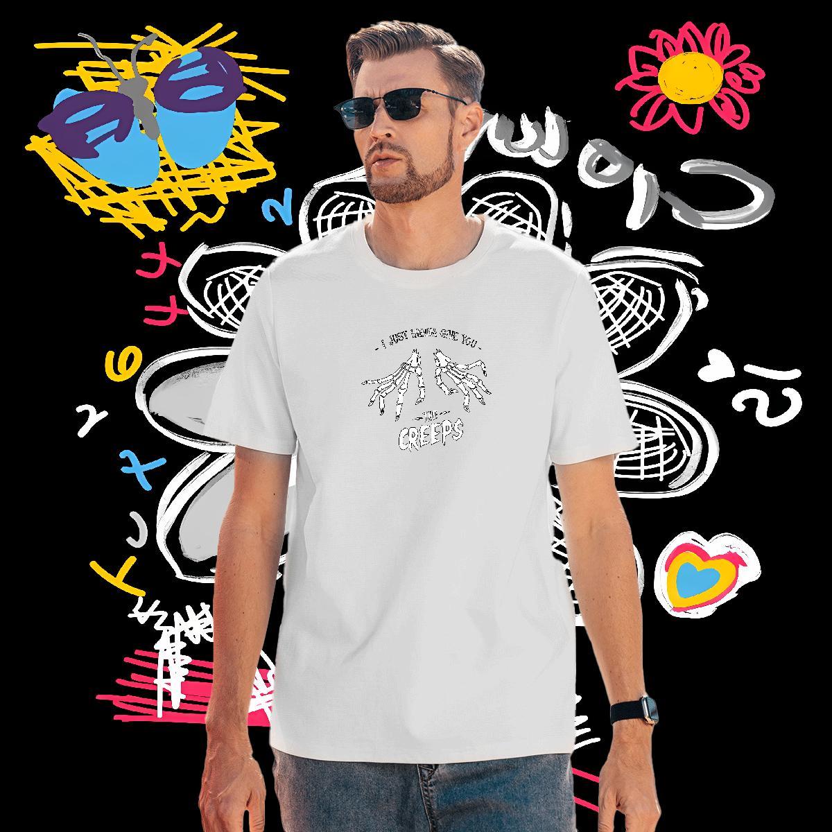 Free Shipping Men T Shirts 230g 100% Cotton skull Street wear Hip Hop DIY Anime Crew Neck Breathable Mens Tshirts Fashion Design Tees Shirts