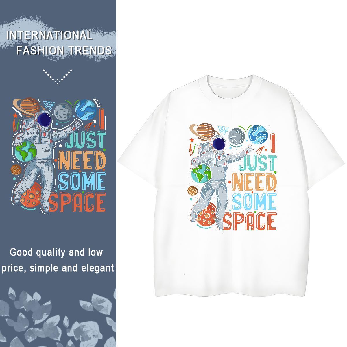 Loose fit Woman Tshirt 100% Cotton 230g spaceman Hip Hop T-Shirts Short Sleeve O-Neck DIY Logo Tees Shirts