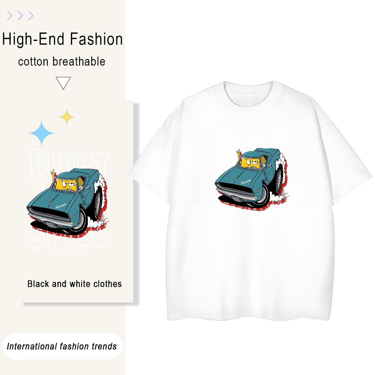 Soft Woman Tshirt 100% Cotton 230g plush Daily Outfit T Shirt For Woman Breathable Crew Neck Custom Cartoon Tees
