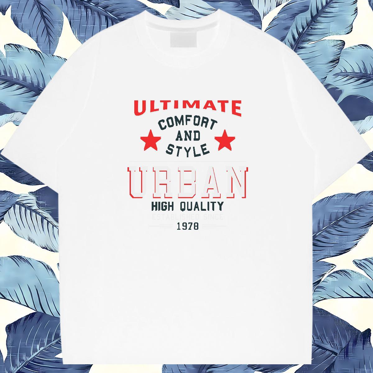 Free Shipping T Shirt For Man 100% Cotton 230g letter Daily Outfit DIY Printed Breathable Crew Neck Men Tees 2024 New Tops