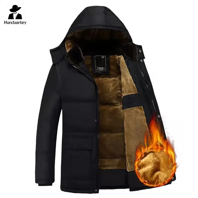 Parka Mens Coats Winter Jacket Thick Hooded Waterproof Warm Casual Coat Fur 240822