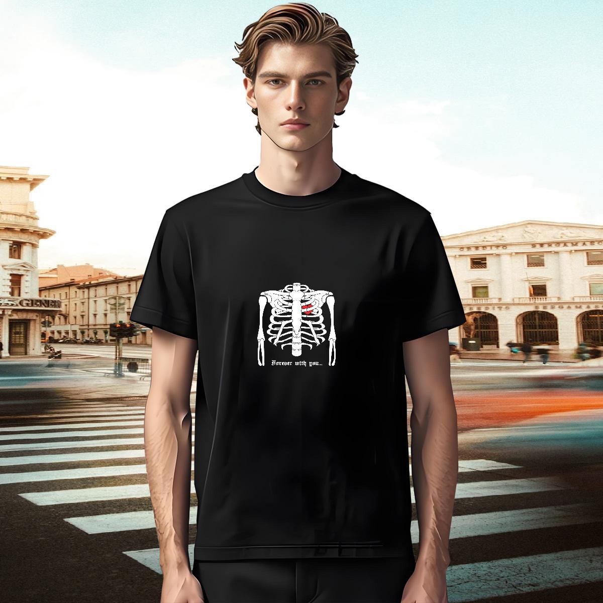 Free Shipping Mens T Shirts 230g Cotton skull Casual Skull Crew Neck Breathable Mens Tshirts Fashion Tees