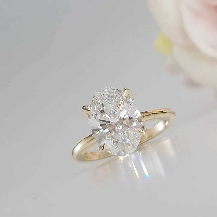 14K Yellow Gold Oval Cut Lab Grown Diamond Engagement Ring 3 Carat CVD diamond ring Lab Diamond Engagement Ring Halo Rings IGI