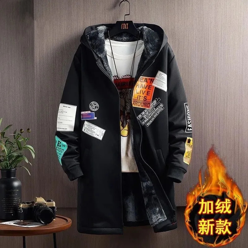 style Winter jacket men Fashion Trend thicken Coats Mens Casual Loose style hooded Warm Trench Coat male size M-5XL 240822