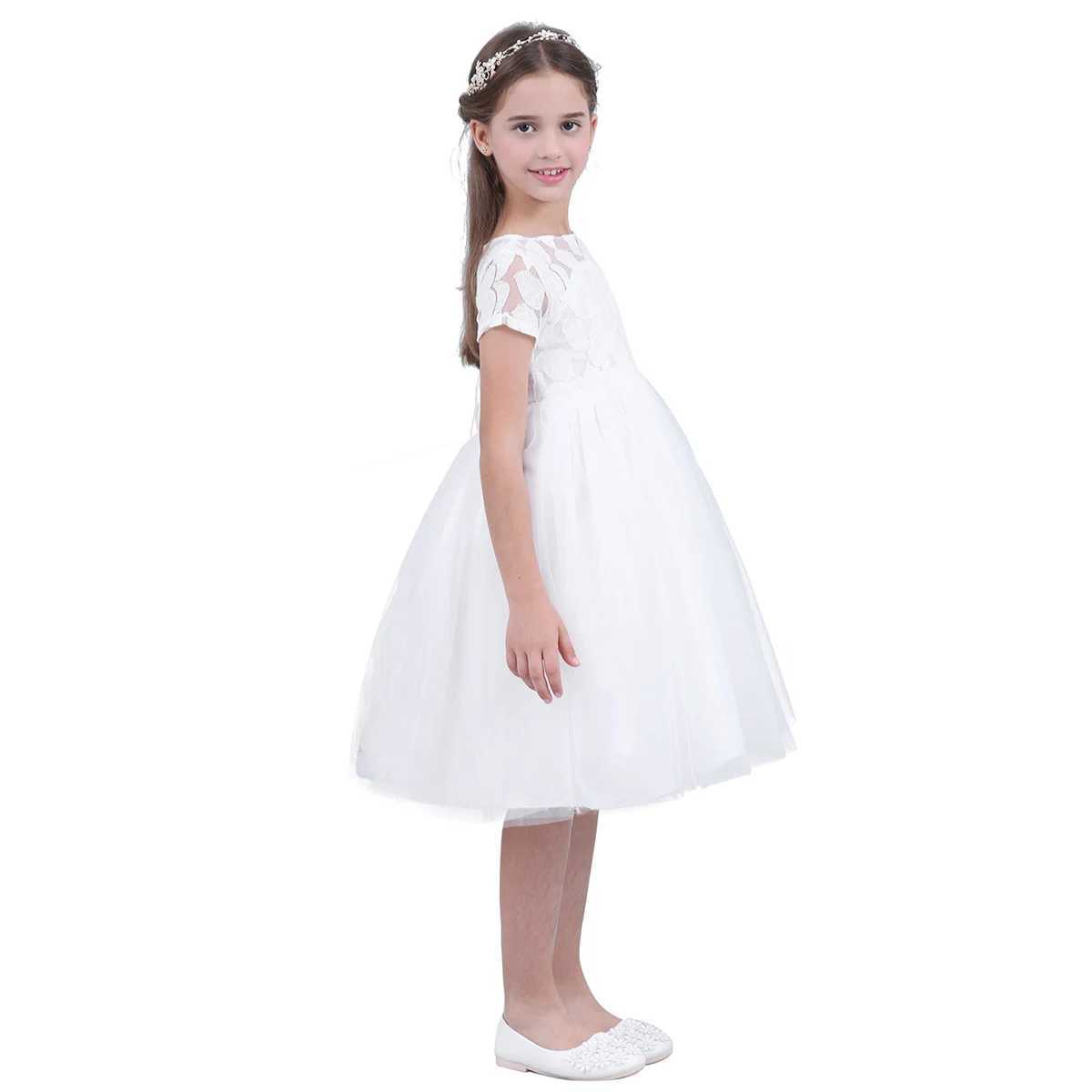Childrens White Flower Girl Princess Dress Pageant Wedding Maid Birthday Party Dress Formal First Exchange Ball Dress W240823