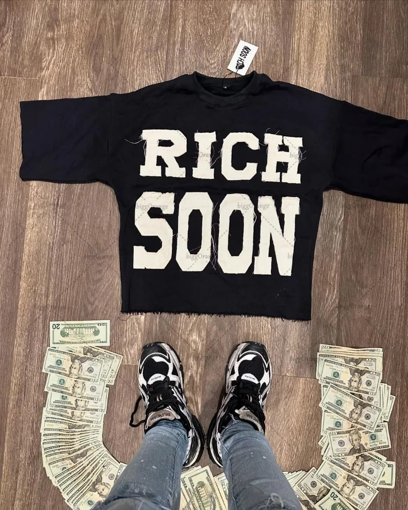 Street Trend Clothing Hip Hop American Color Printed Oversized Tshirt Y2K Harajuku Retro Casual Loose Mens Top 240822