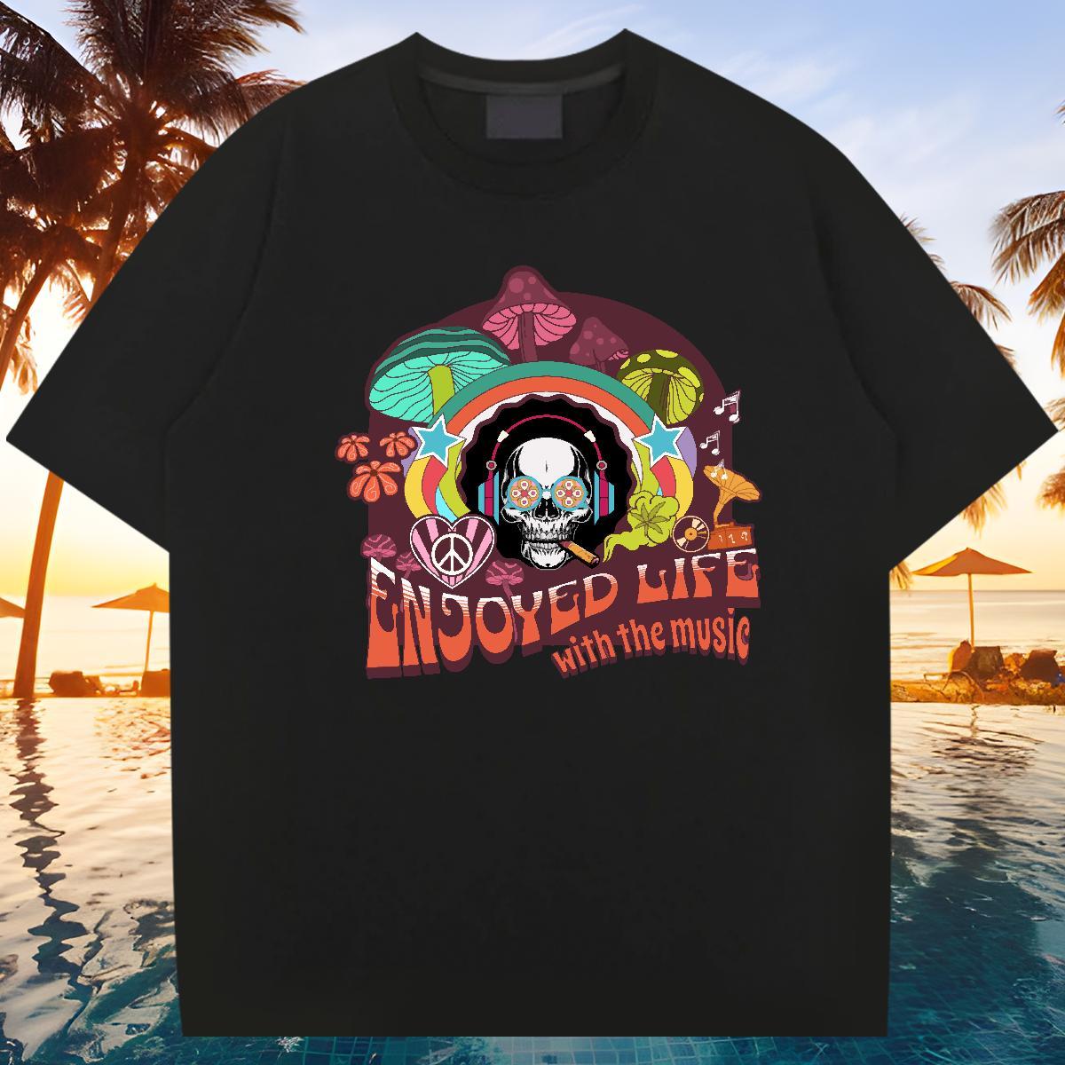Cool Mens T Shirts 100% Cotton 230g skull Casual DIY Anime Short Sleeve O-Neck Men Tops Tees 2024 Wear
