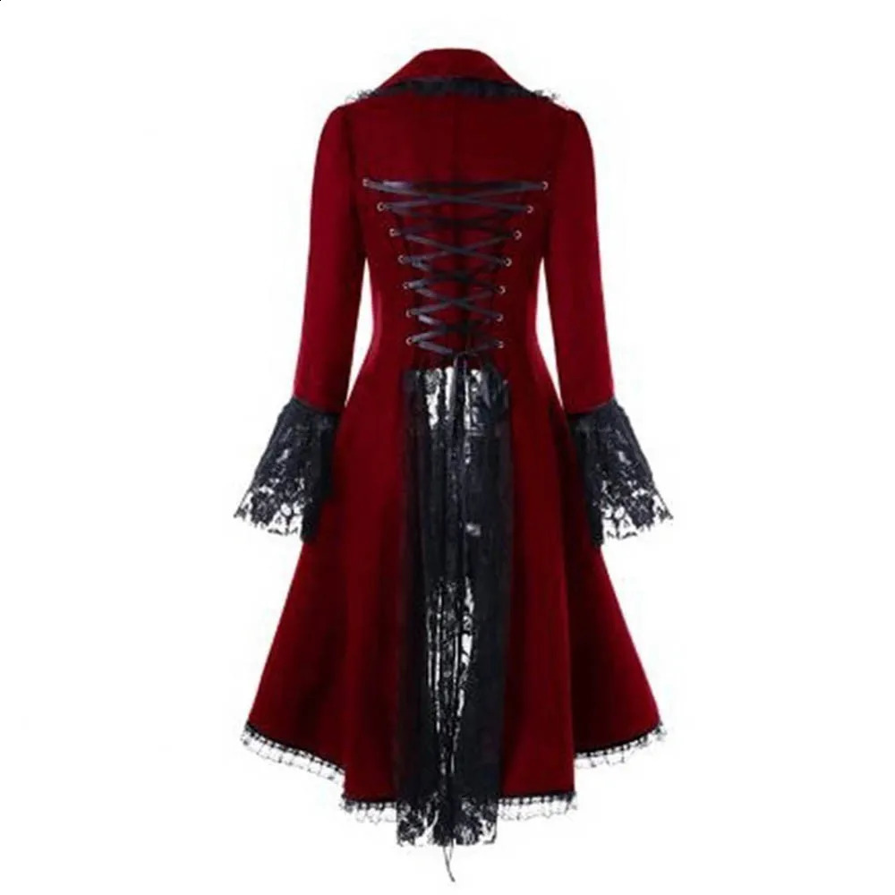 Womens lace decorative lace high coat black steampunk Victorian Gothic womens jacket medieval court dress plus size S-5XL 240823