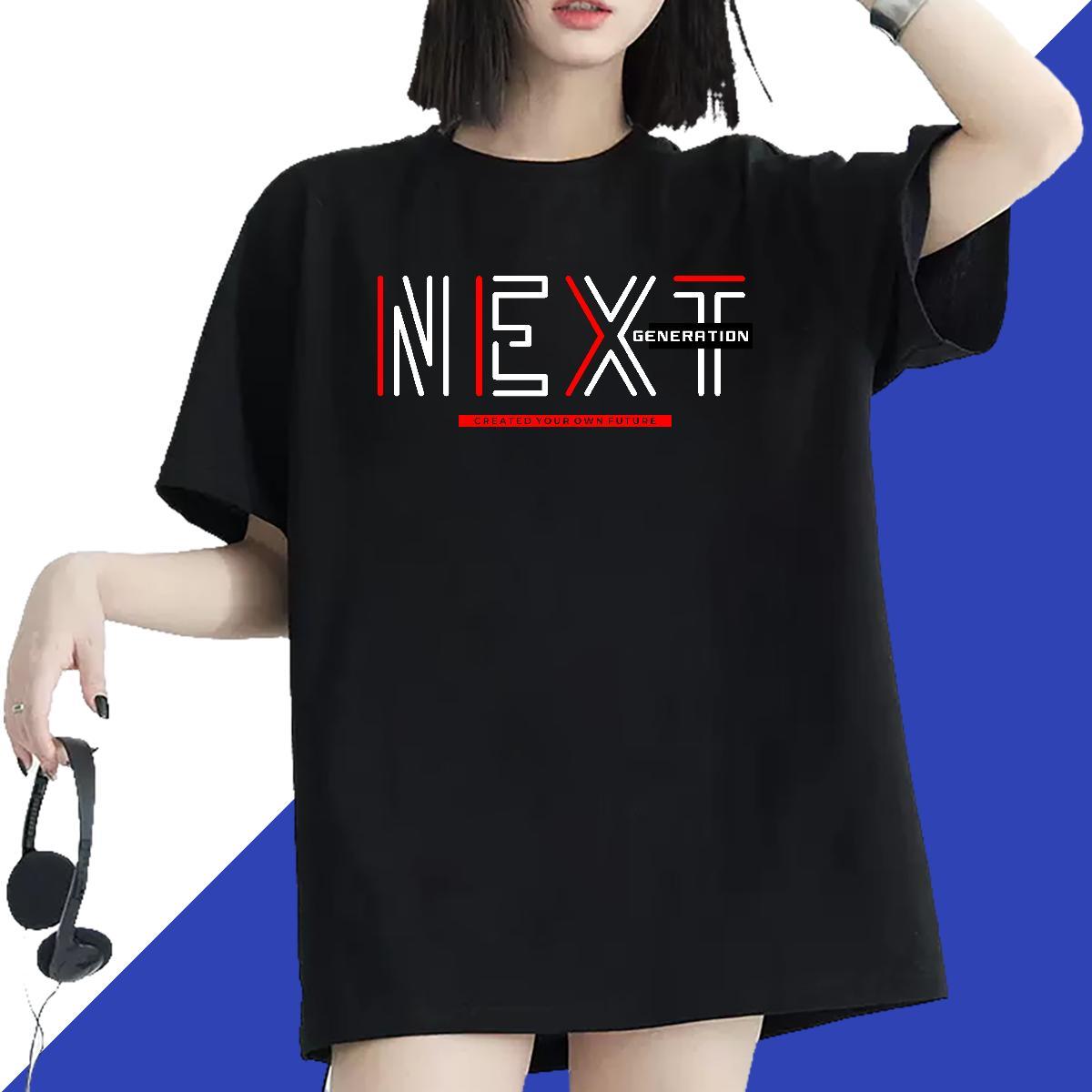 Female Women Tees 230g 100% Cotton letter Daily Outfit T-Shirts for Women Round Neck Short Sleeve Oversized L-4XL Clothings