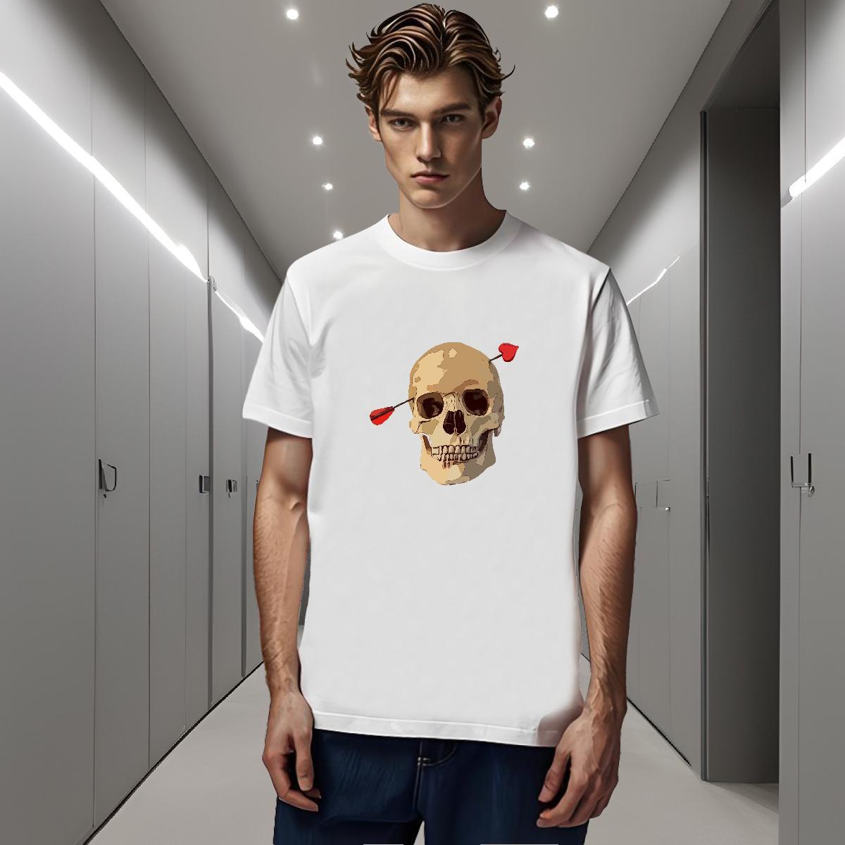Designer T shirt 230g 100% Cotton skull Home Outdoor Black Oversized Breathable Short Sleeve Tshirts 2024 New Polos