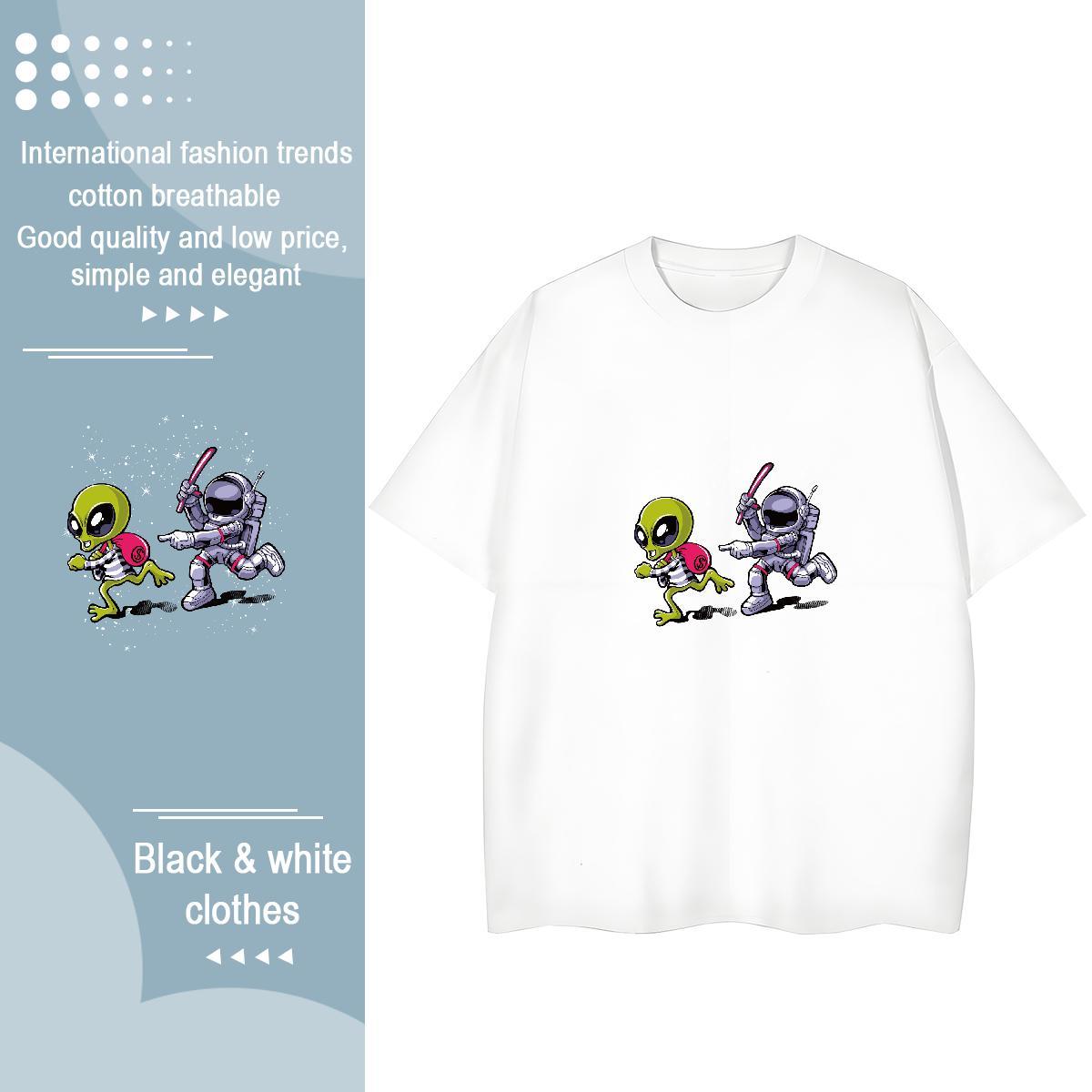 Comfortable Couples T Shirts 100% Cotton 230g universe Home Outdoor T Shirt For Woman O Neck Short Sleeves Custom Printed Tshirts
