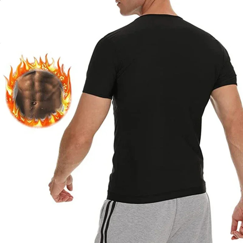 Men Sweat Sauna T-shirt Waist Trainer Slimming Suit Body Shapers Shapewear Corset Underwear Belly Control Fitness Fat Burn Tops 240823