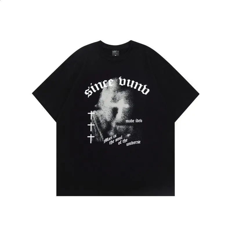 Mens pure cotton casual custom fashion Y2k style basic oversized mens Tshirt trend wild retro short sleeved summer 240822