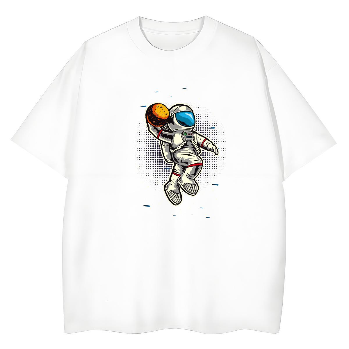 Brand Unisex Tshirts 230g Pure Cotton cosmonaut Summer Casual Woman T Shirts Crew Neck Breathable Floral Print Tops Tees