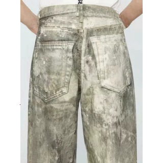 Ac Style 3d Digital Camouflage Printed Denim Mens Summer New Style Distressed Low Waist Wide Leg Long Pants