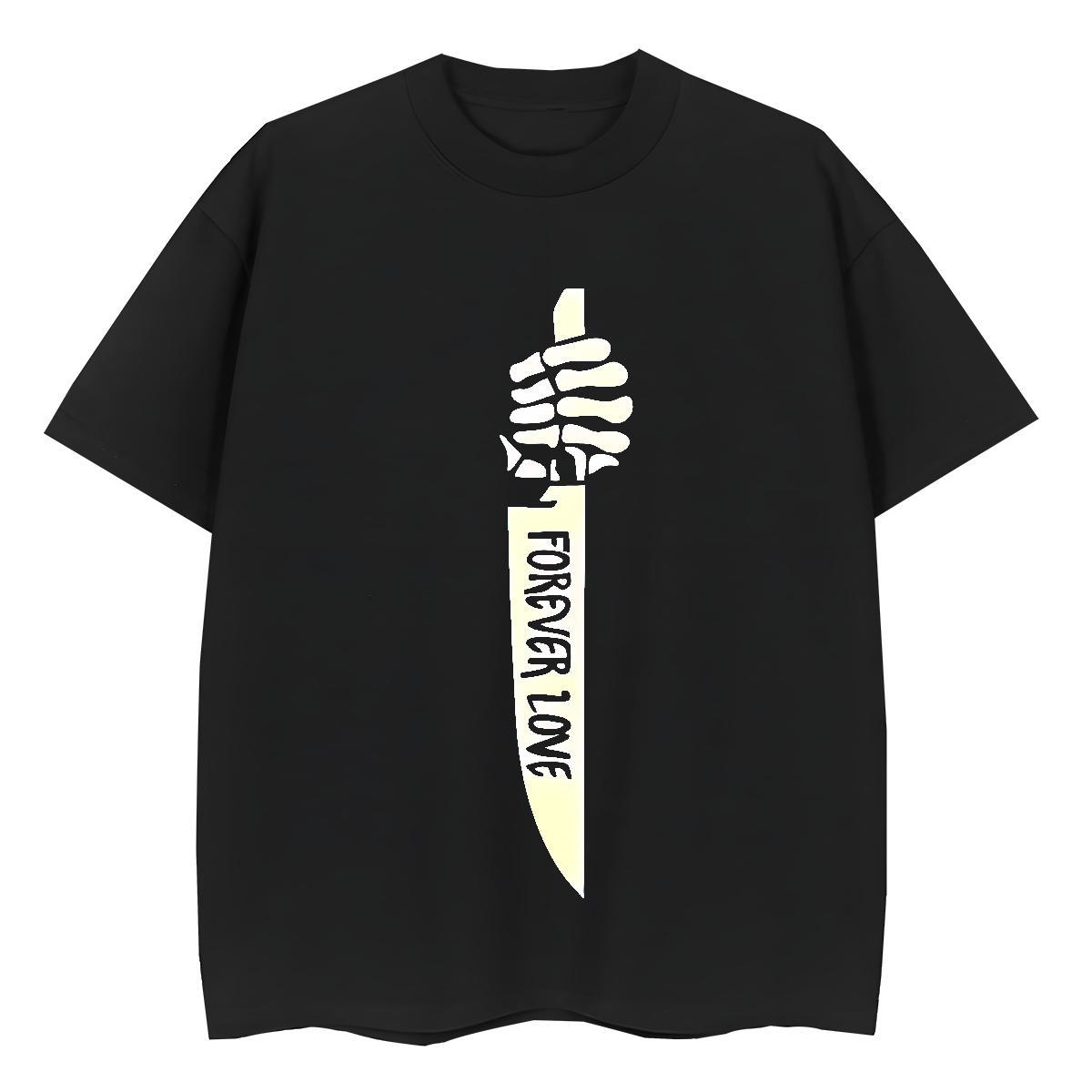 Free Shipping Womens Tshirts 230g Cotton Lines Daily Outfit Womens T Shirts Breathable Crew Neck Cartoon Printing L-4XL Tees Shirts