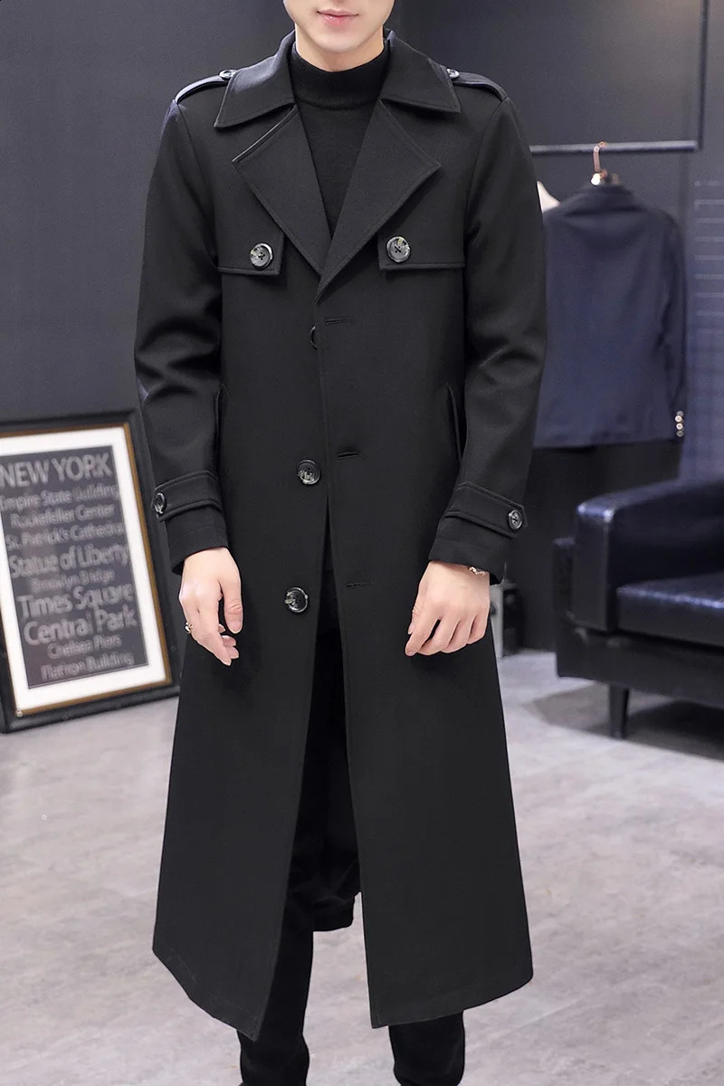 X-long Blackish Green Steampunk Style Clothing Slim Fit Trench Coat Man Classic Retro British Style Overcoats Mens Long Jackets 240822