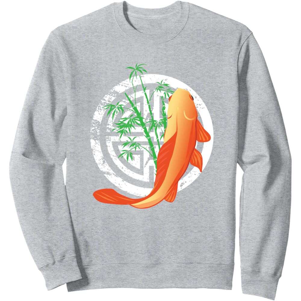 Long Sleeve Shirts for Men sweatshirt Orange Koi Fish Graphic Design Gift, Yoga Meditation Sweatshirt T shirt Tee Streetwear Casual tops clothes