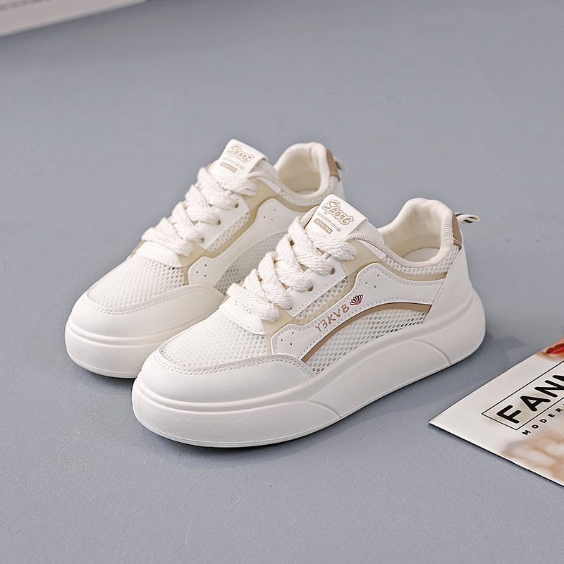 Ddmysports White Women S Versatile Mesh Breathable Spring Summer Season Thin New Style Explosive Casual Dad Sports Board Shoes OUTDOOR