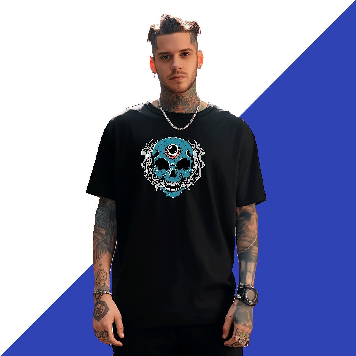 Comfortable T Shirt For Man 100% Cotton 230g skull Street Wear DIY Logo Oversized Pure Cotton Tshirt for Man Woman Stylist Tops Tees