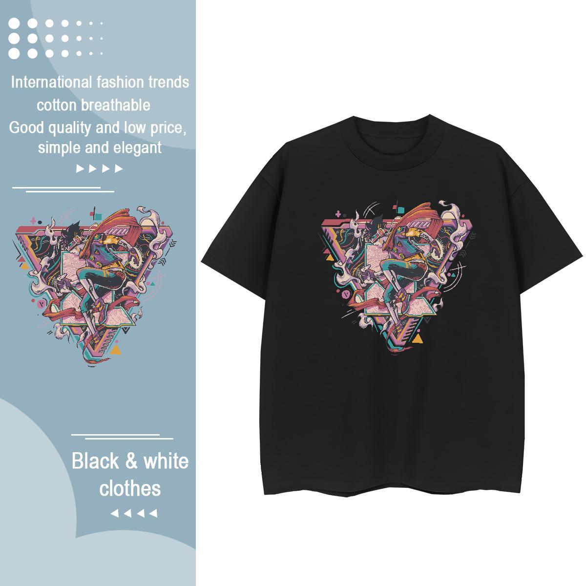 Comfortable Lady T shirt 230g 100% Cotton painting Casual T Shirts Women Breathable Custom Cartoon Tops Tees