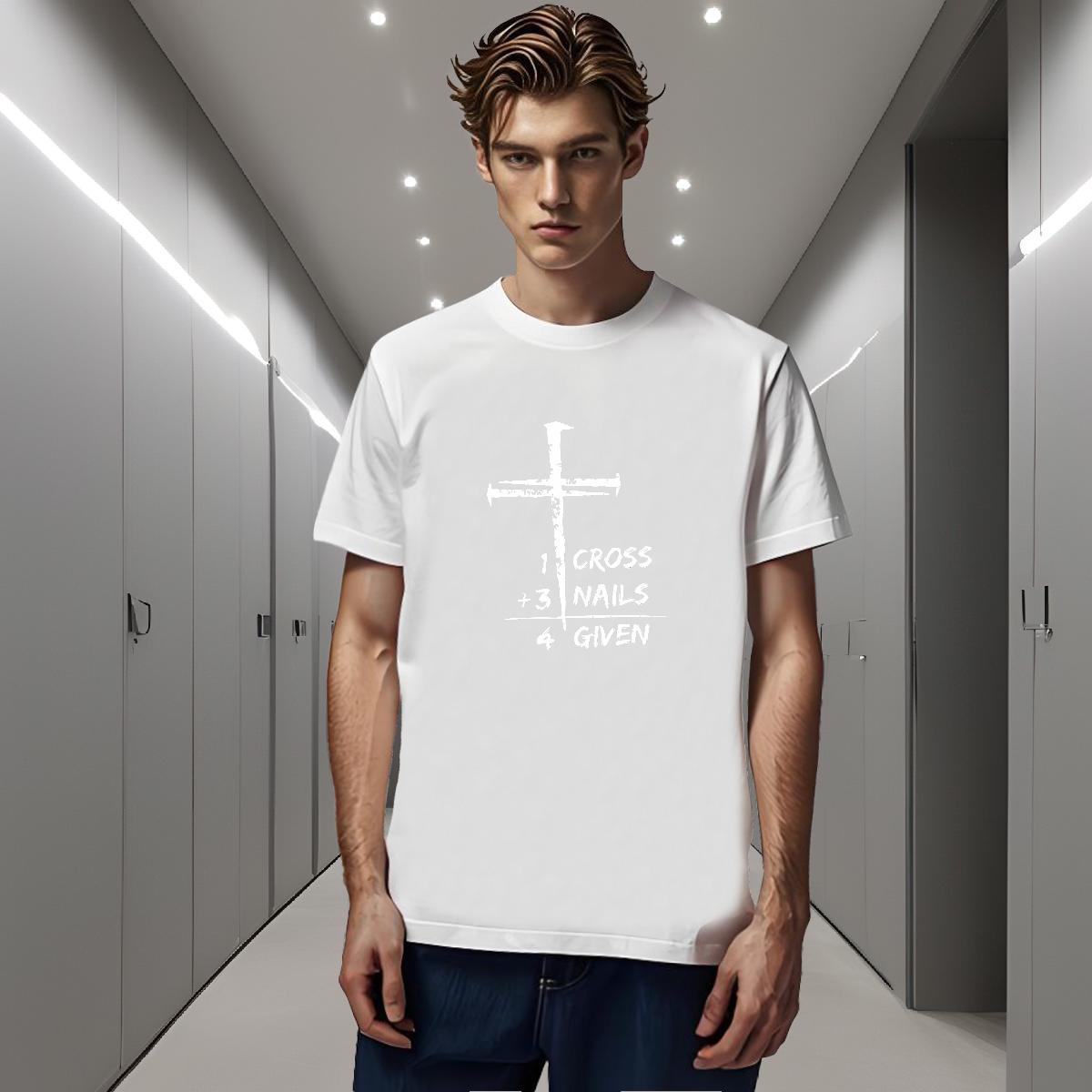 Popular Mens T Shirts 230g 100% Cotton The Cross Casual Daily Wear White Plus Size Breathable Short Sleeve Men Tshirts Free Shipping Polos