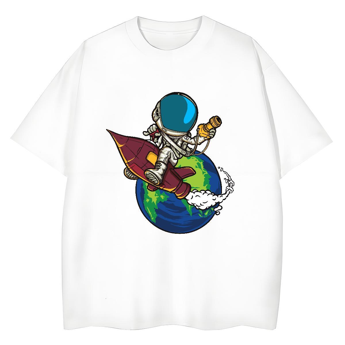 Comfortable Women Tshirts 230g Pure Cotton universe Daily Wear T Shirt For Woman Crew Neck DIY Anime Printed Tees Shirts