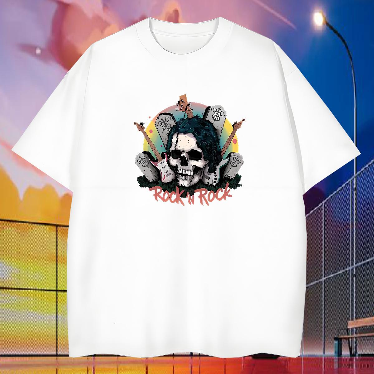 TOP Quality T shirt 230g Cotton skull Hip Hop Black Oversized Short Sleeve Soft Mens Tshirts Designer Tee Shirt