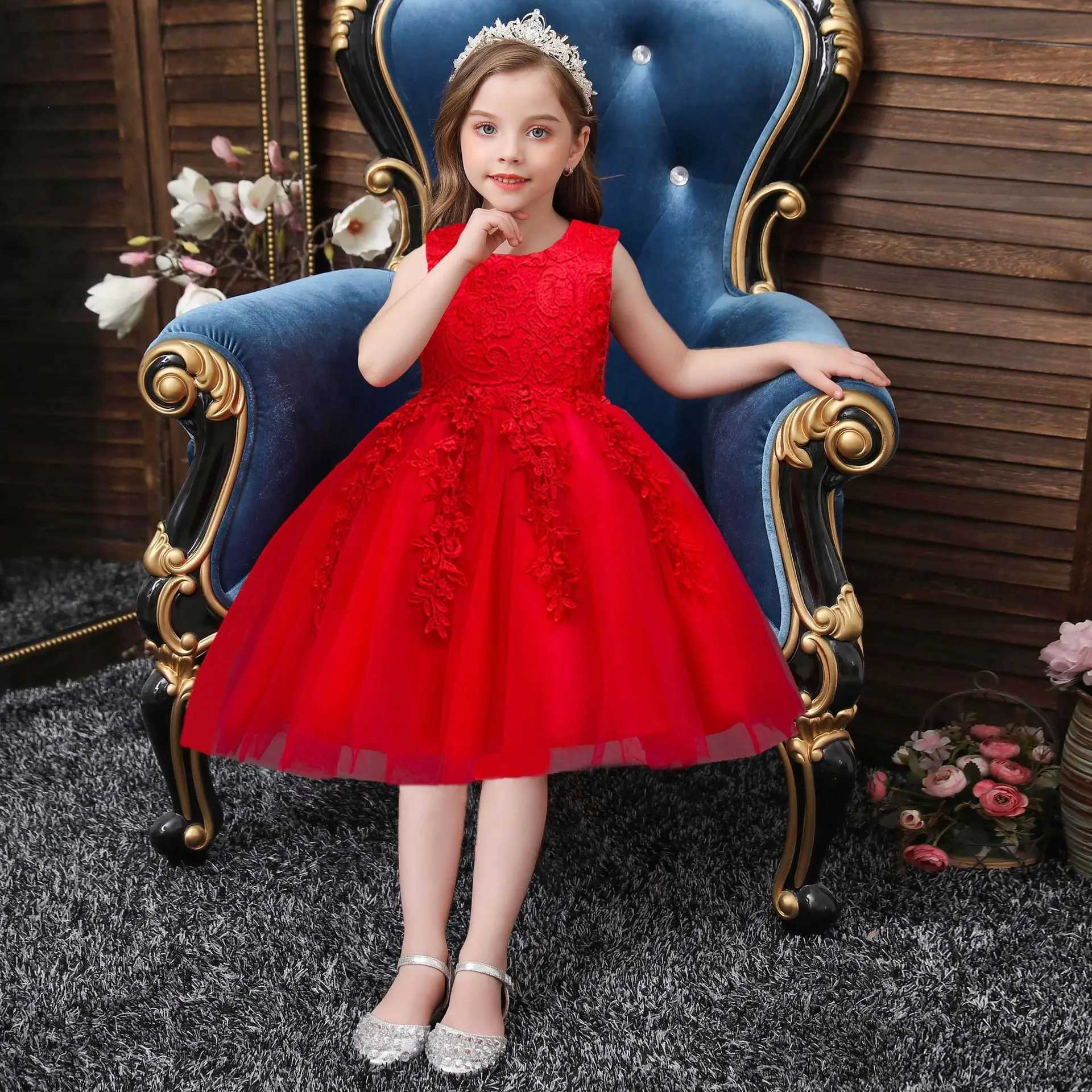 2018 Childrens Bridal Embroidery Wedding Luxury Graduation Party Girls Birthday Dress W240823