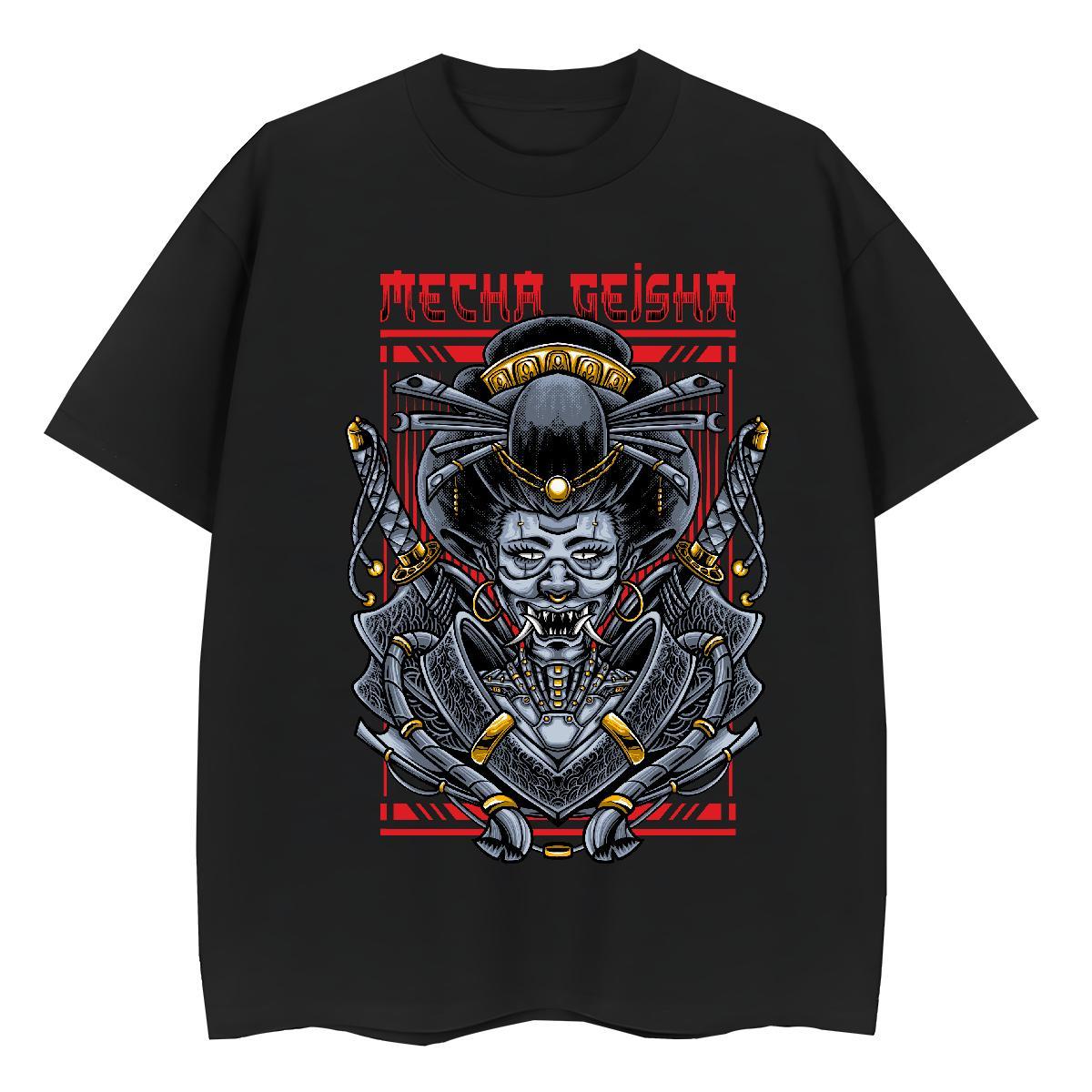 Comfortable Womens Tshirts 230g Cotton Terror Daily Outfit T-Shirts Breathable Crew Neck Anime Print Wear