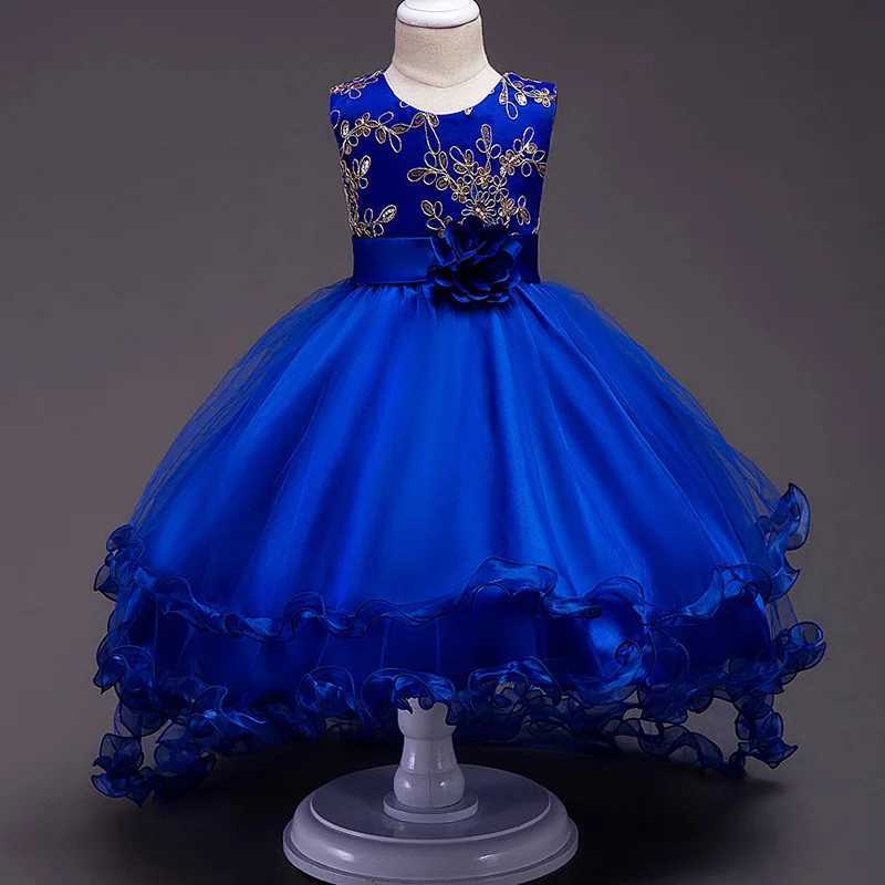 Embroidered baby girl princess flower wedding Christmas party Tutu dress childrens elegant vest 3-15 years old teenagers W240823