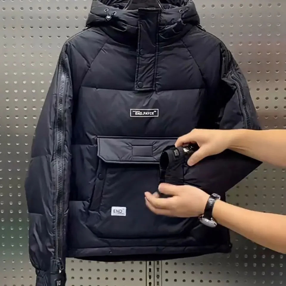 Trend Large Pocket Apron Jacket Fashionable Mens Hoodie Tool Thickened Coat Couples Casual 240822